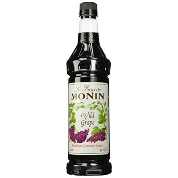 Monin Flavored Syrup, Wild Grape, 33.8-Ounce Plastic Bottles Pa