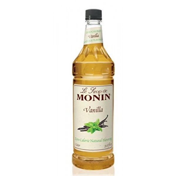 Monin Vanilla Zero Calorie Natural Flavoring, 1 Liter PET Bottle