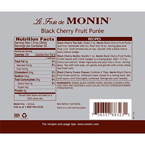 Monin Black Cherry Puree, 33.8 Fl Oz