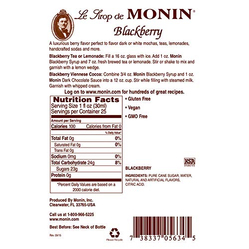 Monin - Blackberry Syrup, Soft And Succulent, Great For Cocktail