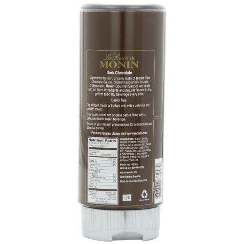 Monin Flavored Sauce, Dark Chocolate, 12-Ounce Bottles Pack Of 6