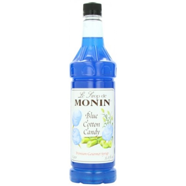 Monin Flavored Syrup, Blue Cotton Candy, 33.8 Fl Oz Pack Of 4