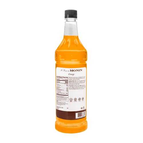 Monin Flavored Syrup, Orange, 33.8-Ounce Plastic Bottle 1 liter
