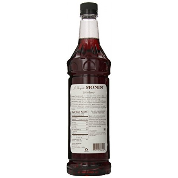 Monin Flavored Syrup, Strawberry, 33.8-Ounce Plastic Bottles Pa...