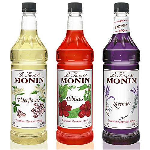 Monin - Floral Variety Pack, Lavender, Elderflower, &Amp; Hibiscus S