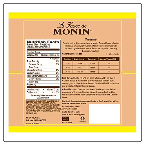 Monin - Gourmet Caramel Sauce, Rich And Buttery, Great For Desse