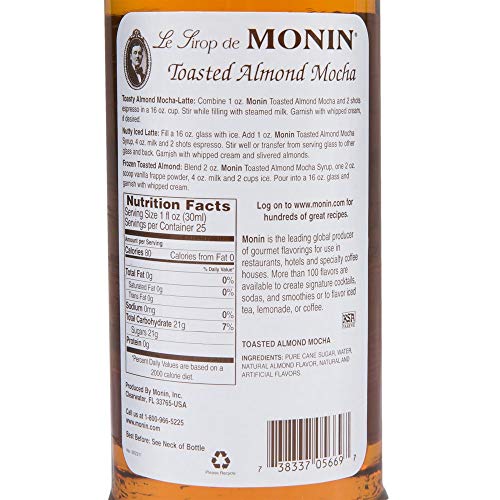 Monin Toasted Almond Mocha Syrup 750Ml
