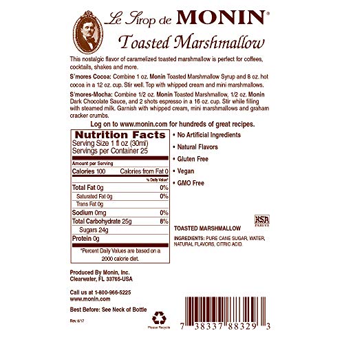 Monin - Toasted Marshmallow Syrup, Flavor Of Campfire Treats, Na