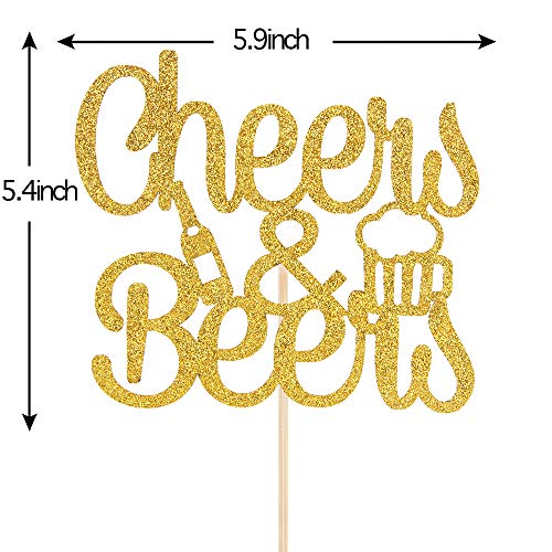 Gold Glitter Cheers &Amp; Beers Cake Topper New Year Party - Engagem