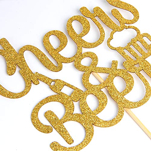 Gold Glitter Cheers &Amp; Beers Cake Topper New Year Party - Engagem