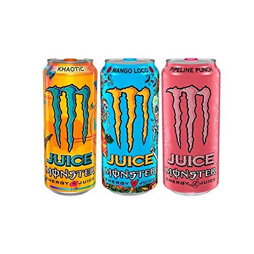 Juice Monster Energy 3 Flavor Variety Pack, 16 Oz Cans, Pack Of 12