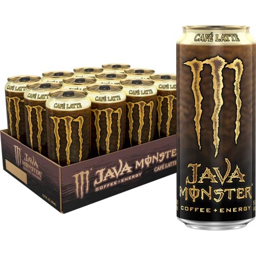 Java Monster Café Latte, Coffee + Energy Drink, 15 Ounce Pack o...