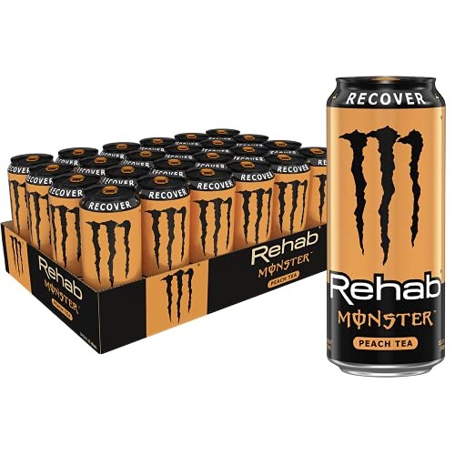 Monster Rehab Peach Tea + Energy, Energy Iced Tea, 15.5 Ounce P Monster Rehab Peach Tea + Energy, Energy Iced Tea, 15.5 Ounce P