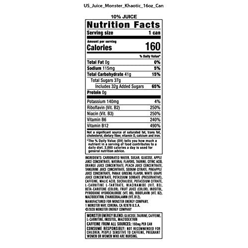 Monster Energy Juice Monster Khaotic Tropical Orange, Energy + J...
