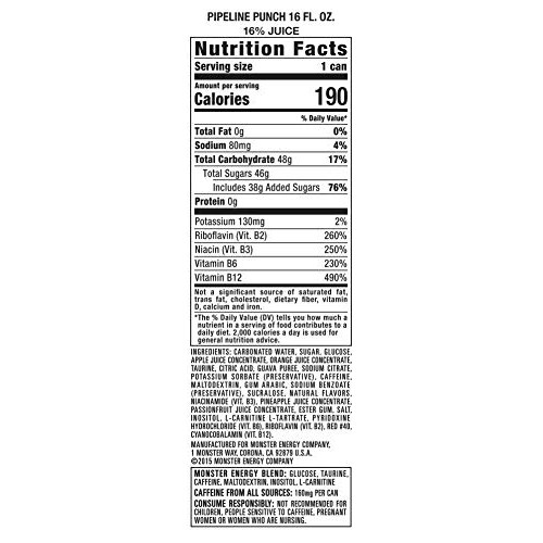 Monster Energy Juice Pipeline Punch, Energy + Juice, Energy Drin...