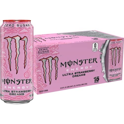 Monster Energy Ultra Strawberry Dreams, Sugar Free Energy Drink,...