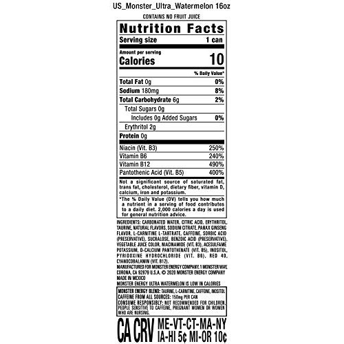 Monster Energy Ultra Watermelon, Sugar Free Energy Drink, 16 Oun... Monster Energy Ultra Watermelon, Sugar Free Energy Drink, 16 Oun...