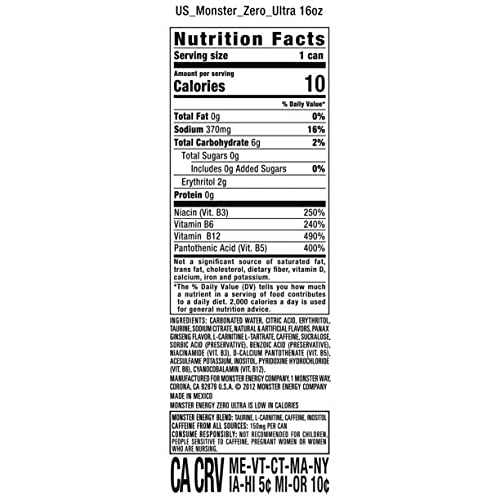 Monster Energy Zero Ultra, 24 Ounce Pack Of 12