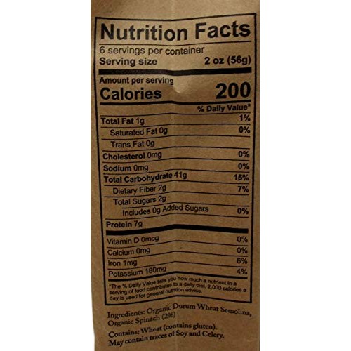 Montebello Organic Italian Pasta | Spinach Fettucine 16 Ounces