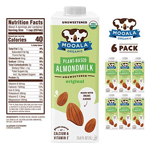 Mooala – Organic Almondmilk, Unsweetened, 1L Pack Of 6 – Shelf