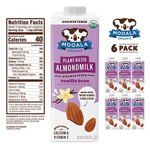 Mooala – Organic Vanilla Bean Almondmilk, Unsweetened, 1L Pack