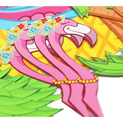45 Pcs Flamingo/Pineapple/Palm Cupcake Toppers Wrappers - Luau T