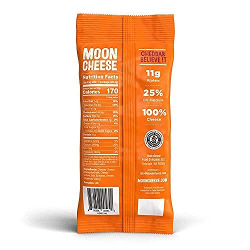 Moon Cheese Cheddar Believe It, 1 Ounce, 12-Pack, Crunchy, Prote...