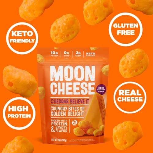 Moon Cheese Cheddar Believe It, 1 Ounce, 12-Pack, Crunchy, Prote...