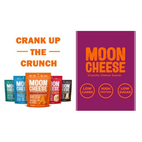 Moon Cheese Cheddar Believe It, 1 Ounce, 12-Pack, Crunchy, Prote...