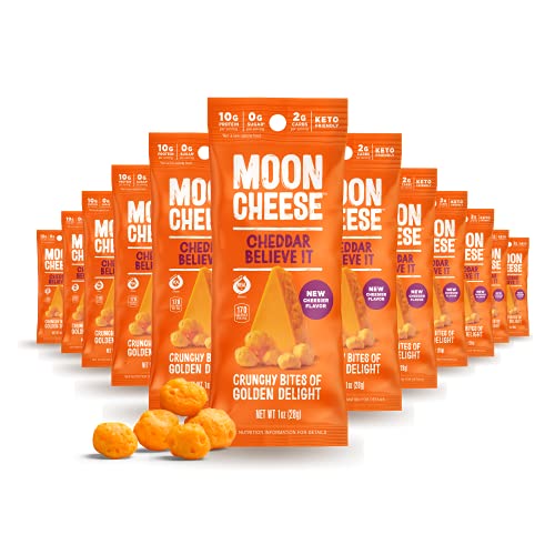 Moon Cheese Cheddar Believe It, 1 Ounce, 12-Pack, Crunchy, Prote...