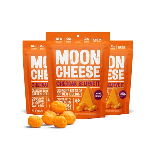 Moon Cheese Cheddar Believe It, 100% Cheddar Cheese Snacks, Crun