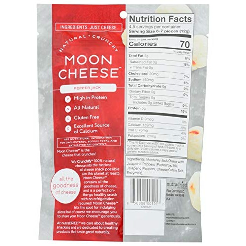Moon Cheese Pepper Jack, 2 Oz, 100% Cheese And Gluten Free