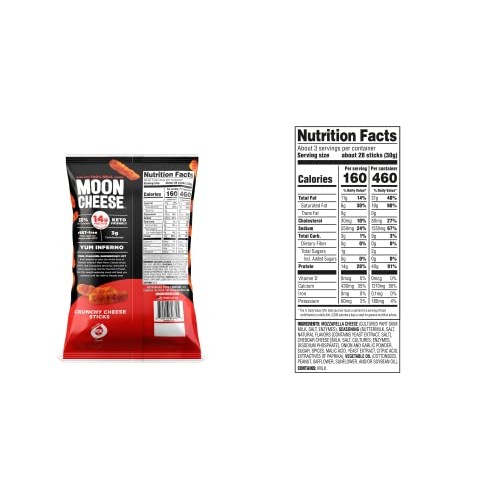 Moon Cheese Sticks, Rowdy Yum Inferno, 3-Ounce 2-Pack, 100% Real...