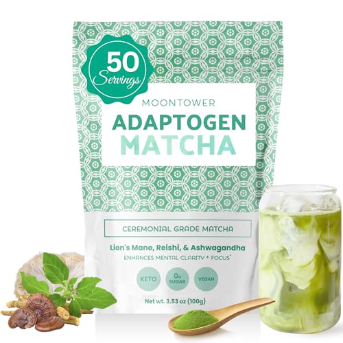 Mushroom Matcha Tea Powder - Organic Lions Mane, Reishi, Ashwaga...