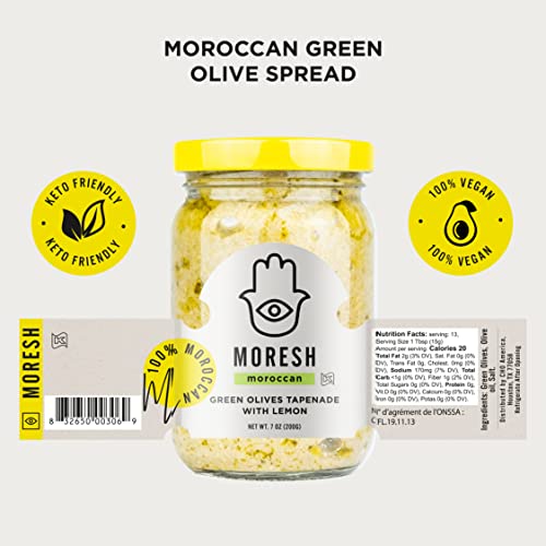 Moresh Green Olives Tapenade Spread, All-Natural Ingredients, 10...