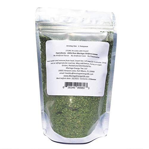Moringa Energy Tea - Loose Leaf 3 Oz. Usda Organic, Hand Harvest