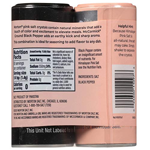 Morton All-Natural Himalayan Pink Salt &Amp; Mccormick Pepper Shaker