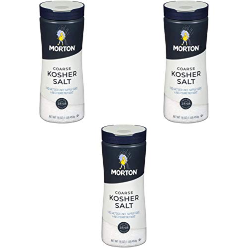 Morton Kosher Salt, Coarse, 16 Ounce SET of 3