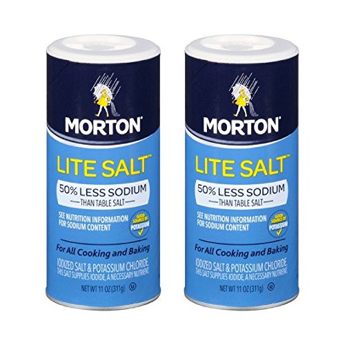 Morton Lite Salt, With Half The Sodium Of Table Salt, 11 Oz 2Pack