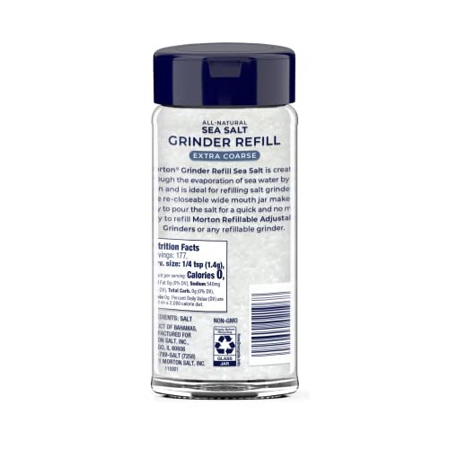 Morton Sea Salt Extra Coarse Grinder Refill, 9 Ounce Pack Of 6