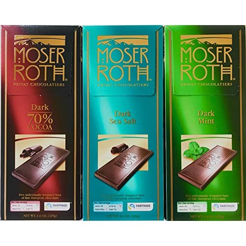 German Dark Chocolate Bundle Of 3 Varieties. Moser Roth Dark Sea