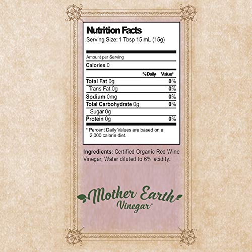 Mother Earth, Organic Red Wine Vinegar With The Mother, Fermente