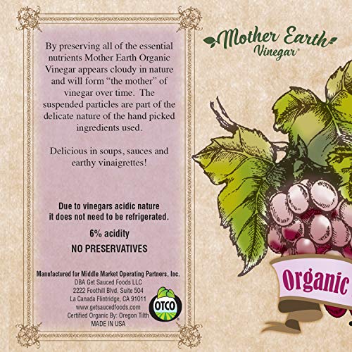 Mother Earth, Organic Red Wine Vinegar With The Mother, Fermente