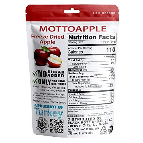 Mottos Freeze Dried Apple,1.2Oz,100% Natural, Only Natural Ingre