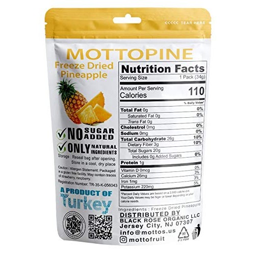 Mottos Freeze Dried Pineapple,1.2Oz,100% Natural, Only Natural I
