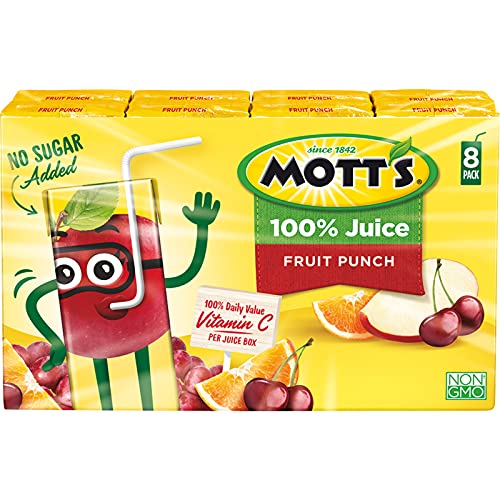 Motts 100% Fruit Punch Juice, 6.75 Fluid Ounce Box, 8 Count Pa