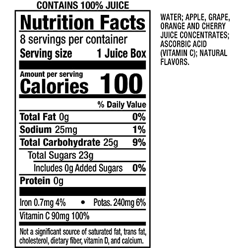 Motts 100% Fruit Punch Juice, 6.75 Fluid Ounce Box, 8 Count Pa