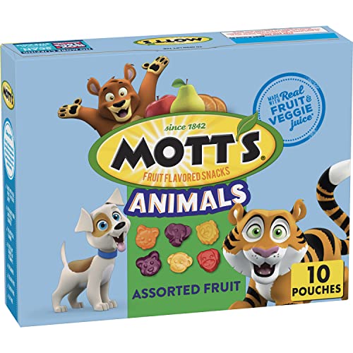 Motts Animal Fruit Snacks, Assorted Fruit, 0.8 Oz, 10 Ct