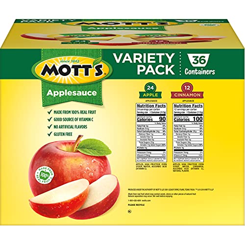 Motts Apple &Amp; Cinnamon Variety Pack Applesauce, 4 Ounce Cup, 36