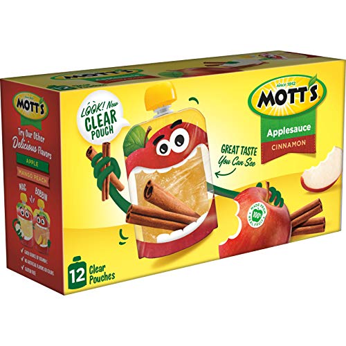 Motts Cinnamon Applesauce, 3.2 Ounce Clear Pouch, 12 Count Pac